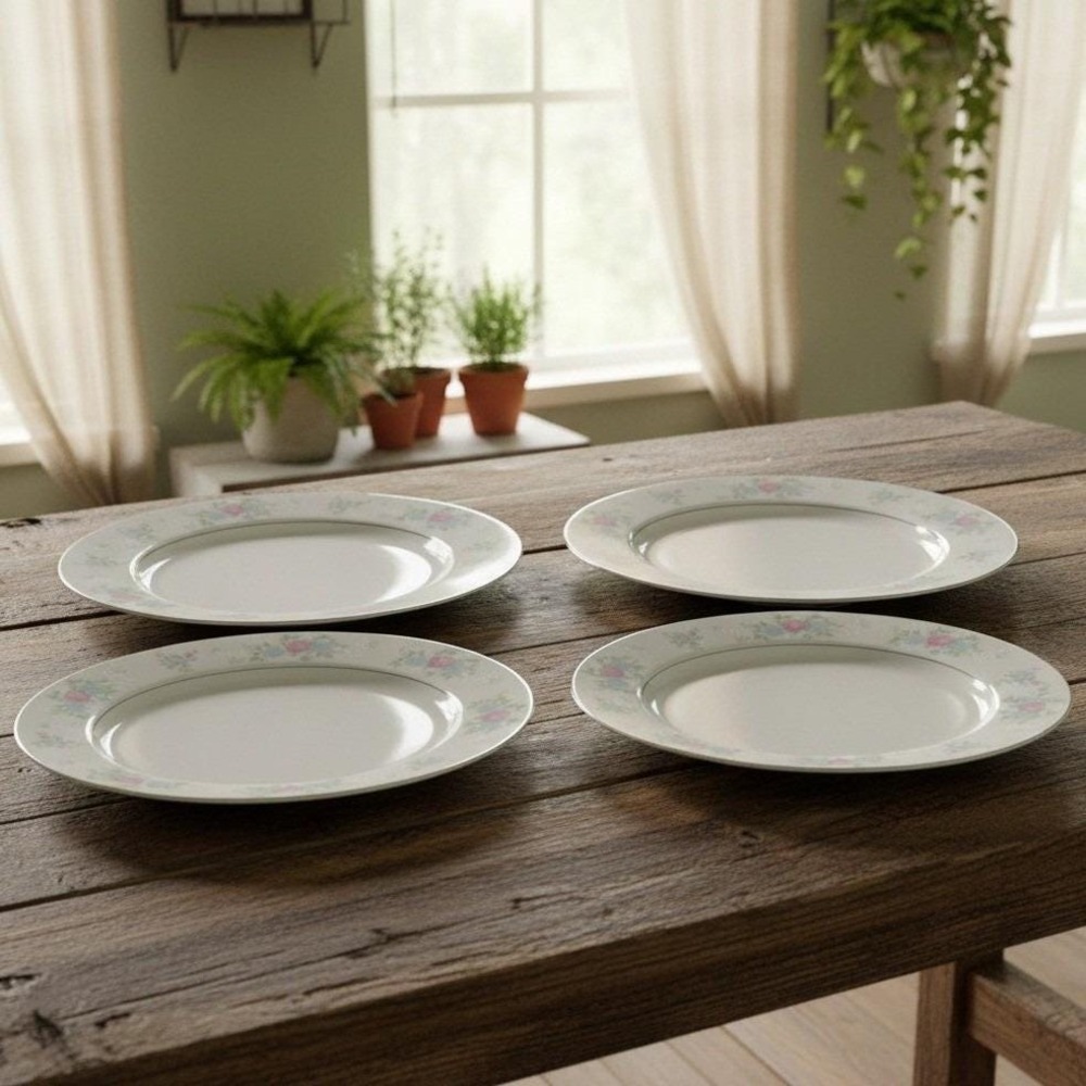 Presige China "China Garden" Dinner Plates, Set of 4 Multicolor Floral Porcelain